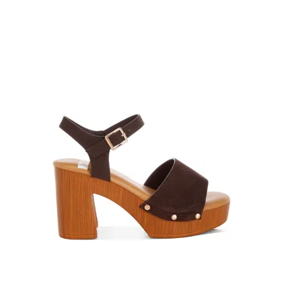 Rag & Co Women's Daniela Genuine Suede Leather High Block Sandals In Brown By