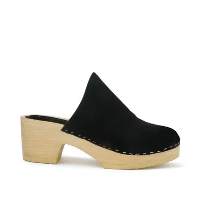 Rag & Co Women's Darcie Black Suede Block Heel Clogs