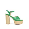 Rag & Co Women's De-vil Crisscross Straps Block Heel Sandals In Green By  In Green