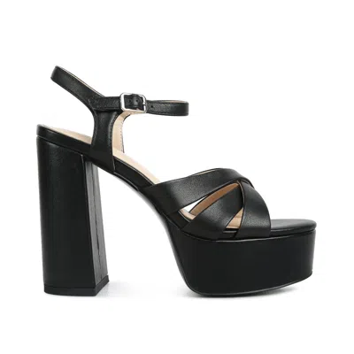 Rag & Co Women's De-vil Crisscross Straps Block Heel Sandals In Black By