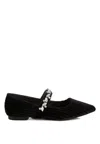 Rag & Co Assisi Black Fine Suede Maryjane Ballet Flats In Black