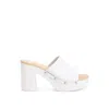 RAG & CO WOMEN'S DREW RECYCLED LEATHER BLOCK HEEL CLOGS IN WHITE