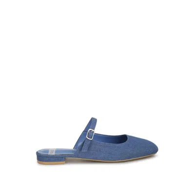 Rag & Co Women's Dublish Square Toe Buckled Flats In Denim Blue By