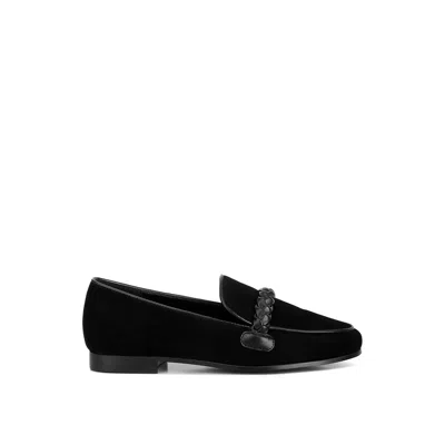 Rag & Co Women's Echo Suede Leather Braided Detail Loafers In Black By