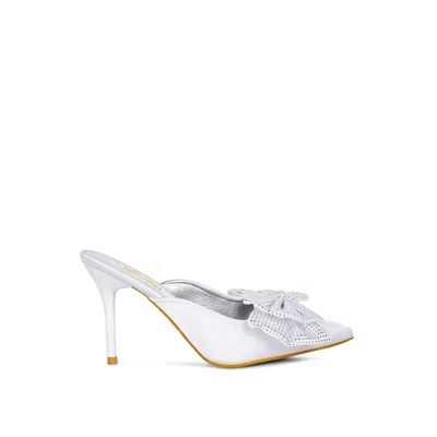 Rag & Co Women's Elisda Embellished Bow High Heel Mules In White By  In Multi