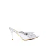 Rag & Co Elisda White Diamante Bow Heeled Mules In White