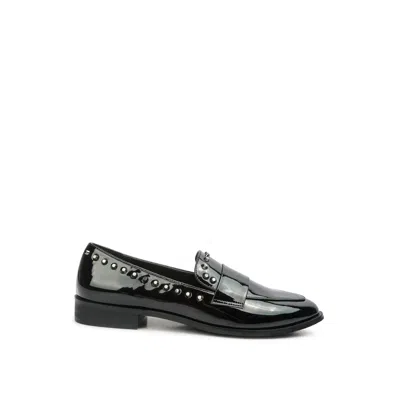 Rag & Co Women's Emilia Black Patent Stud Penny Loafers In By Black By