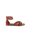 Rag & Co Women's Emmeth Studs Embellished Red Flat Gladiator Sandals In Red