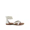 Rag & Co Emmeth Studs Embellished White Flat Gladiator Sandals In White