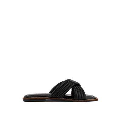 Rag & Co Women's Eura Black Quilted Leather Flats By