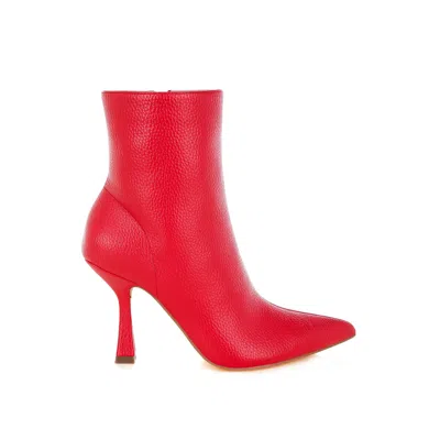 Rag & Co Women's Farnak Pleather Spool Heel Boots Red
