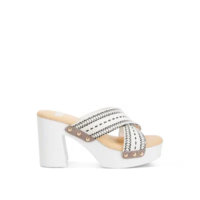 Rag & Co Women's Finley Raffia High Block Heel Clogs In White