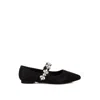 Rag & Co Women's Flavia Diamante Brooch Glitter Ballerinas In Black In Black