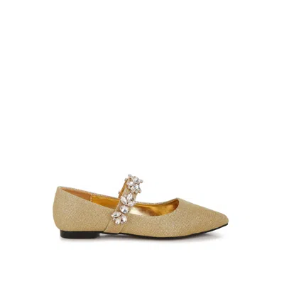 Rag & Co Women's Flavia Diamante Brooch Glitter Ballerinas In Gold