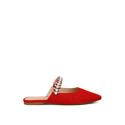 Rag & Co Women's Geode Pearl Embellished Slip On Mules In Red