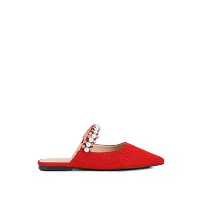 Rag & Co Women's Geode Pearl Embellished Slip On Mules In Red By