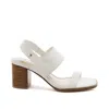 RAG & CO WOMEN'S GERTUDE SLINGBACK BLOCK HEELS LEATHER SANDAL IN WHITE