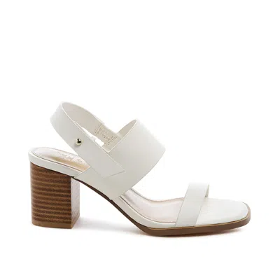 Rag & Co Gertude Slingback Block Heel Leather Sandal In White