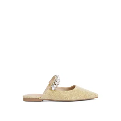 Rag & Co Women's Gold Geode Pearl Embellished Slip On Mules In Beige