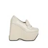 Rag & Co Gilliam Beige High Platform Wedge Loafers In Gold