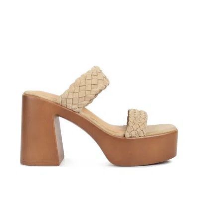 Rag & Co Misaki Braided Detail Chunky Sandals In Beige In Gold