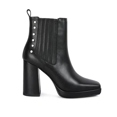 Rag & Co Women's Grape-vine High Heeled Leather Boot In Black By