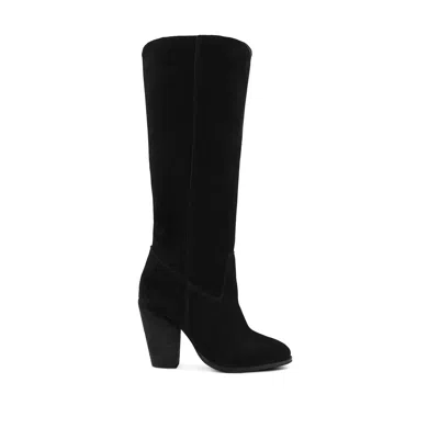 Rag & Co Women's Great-storm Black Suede Leather Calf Boots