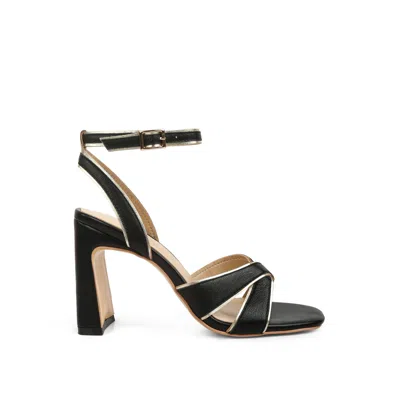 Rag & Co Women's Heeri Metallic Lined Slim Block Heel Sandals In Black By