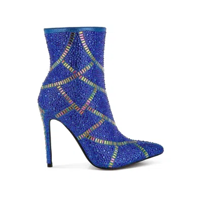 Rag & Co Women's High Roller Rhinestones Embellished Stiletto Boots In Blue By