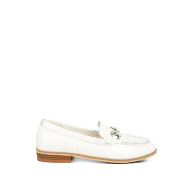 Rag & Co Holda Horsebit Embelished Loafers With Stitch Detail In Off White