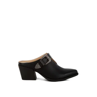 Rag & Co Women's Holler Carved Buckle Statement Mules In Black