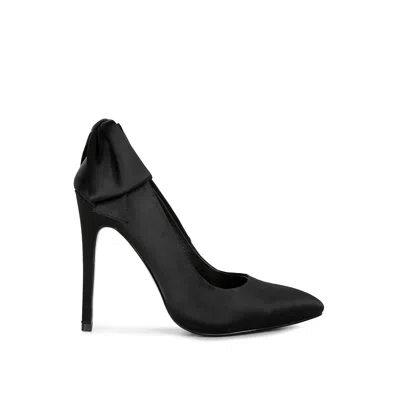 Rag & Co Women's Hornet Black Satin Stiletto Pump Sandals