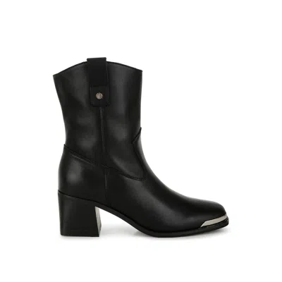 Rag & Co Women's Iliad Genuine Leather Metallic Accent Ankle Boots In Black