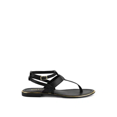 Rag & Co Women's Irene Black Flat Thong Sandals