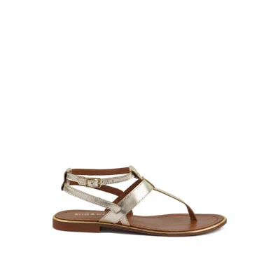 Rag & Co Women's Irene Gold Flat Thong Sandals