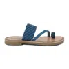 Rag & Co Isidora Blue Braided Leather Flat Sandal In Blue