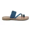 Rag & Co Women's Isidora Braided Leather Flat Sandal In Blue By  In Multi