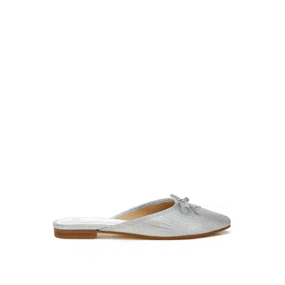 RAG & CO WOMEN'S JAYLOR PARTY BOW SLIP-ON MULES IN SILVER BY RAG & CO