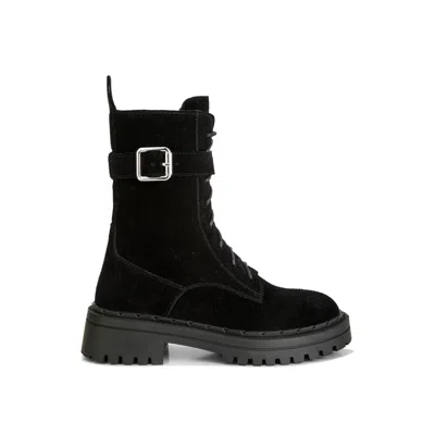 Rag & Co Women's Kasper Suede Chunky Lug Boots In Black By
