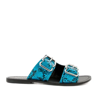 Rag & Co Women's Kelly Blue Flat Sandal With Buckle Straps