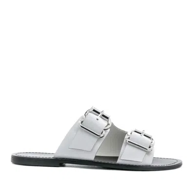 Rag & Co Women's Kelly White Flat Sandal With Buckle Straps