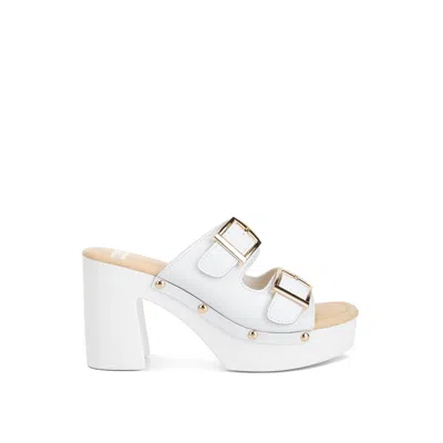 Rag & Co Women's Kenna Dual Buckle Strap Sandals In White By