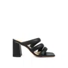 Rag & Co Women's Kywe Black Textured Heel Chunky Strap Sandals By  In Black