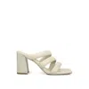 Rag & Co Kywe Off White Textured Heel Chunky Strap Sandals In White