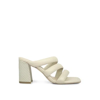Rag & Co Kywe Off White Textured Heel Chunky Strap Sandals