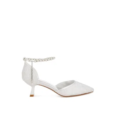 Rag & Co Women's Laika Lace Kitten Heel Sandals In White