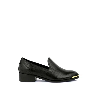 Rag & Co Women's Lilliam Metal Highlight Casual Leather Loafers In Black By