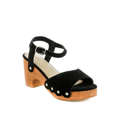 Rag & Co Women's Liona Studded Suede Wooden Clogs In Black By  In Animal Print