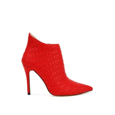 Rag & Co Women's Red Lolita Woven Texture Stiletto Boot In Black By