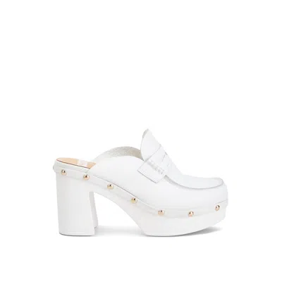 RAG & CO WOMEN'S LYRAC RECYCLED LEATHER PLATFORM CLOGS IN WHITE